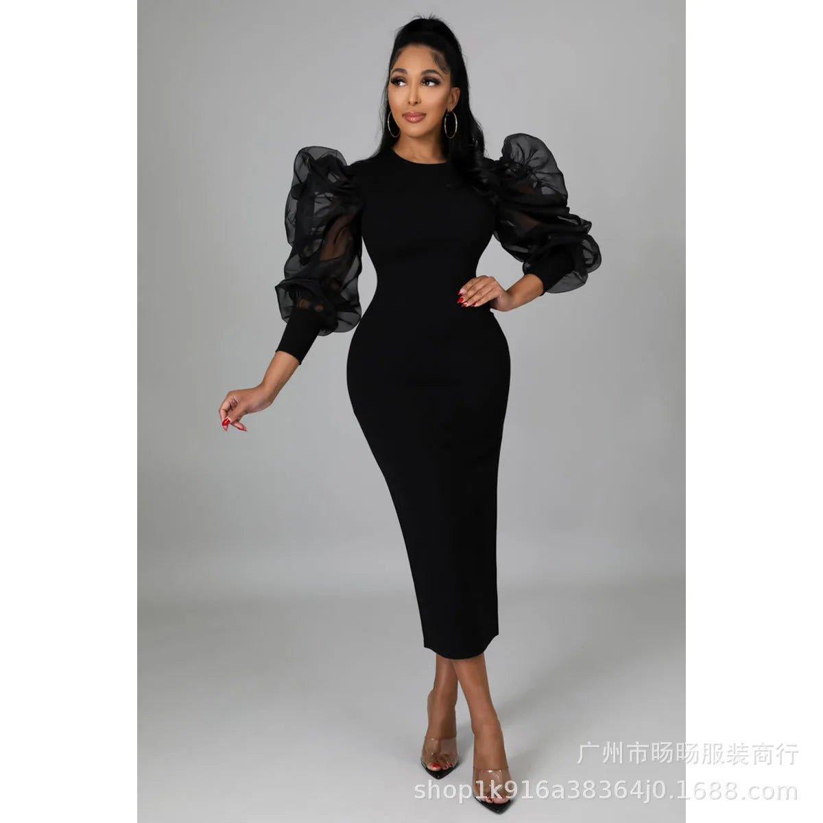 Women White Long Dress Lace Lantern Full Sleeve Round Neck A Line Dresses Elegant Ladies Splice Skirts Autumn Formal Vestidos