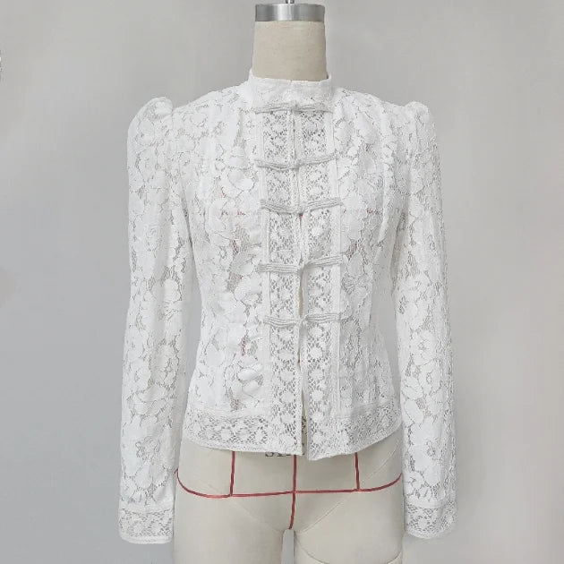Lace See Through Hollow Out Blouse