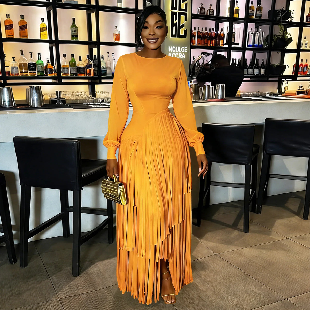 Elegant Long Sleeve African Dashiki Maxi Dress for Women