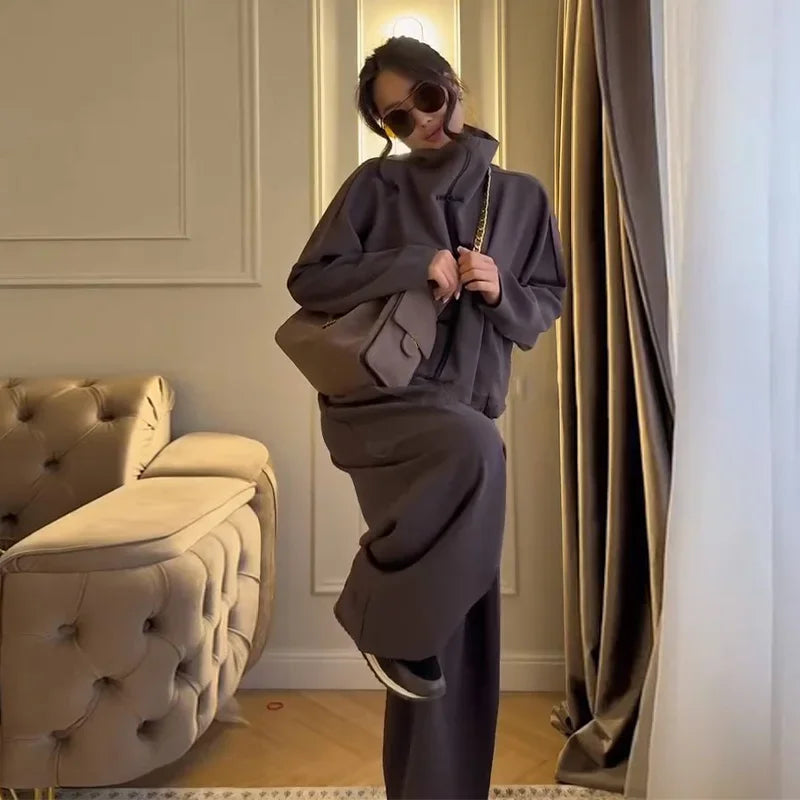 Loose Fit Casual Coat And Pant Set
