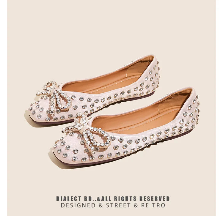 Elegant Rhinestone Bowknot Mary Jane Shoes For Women