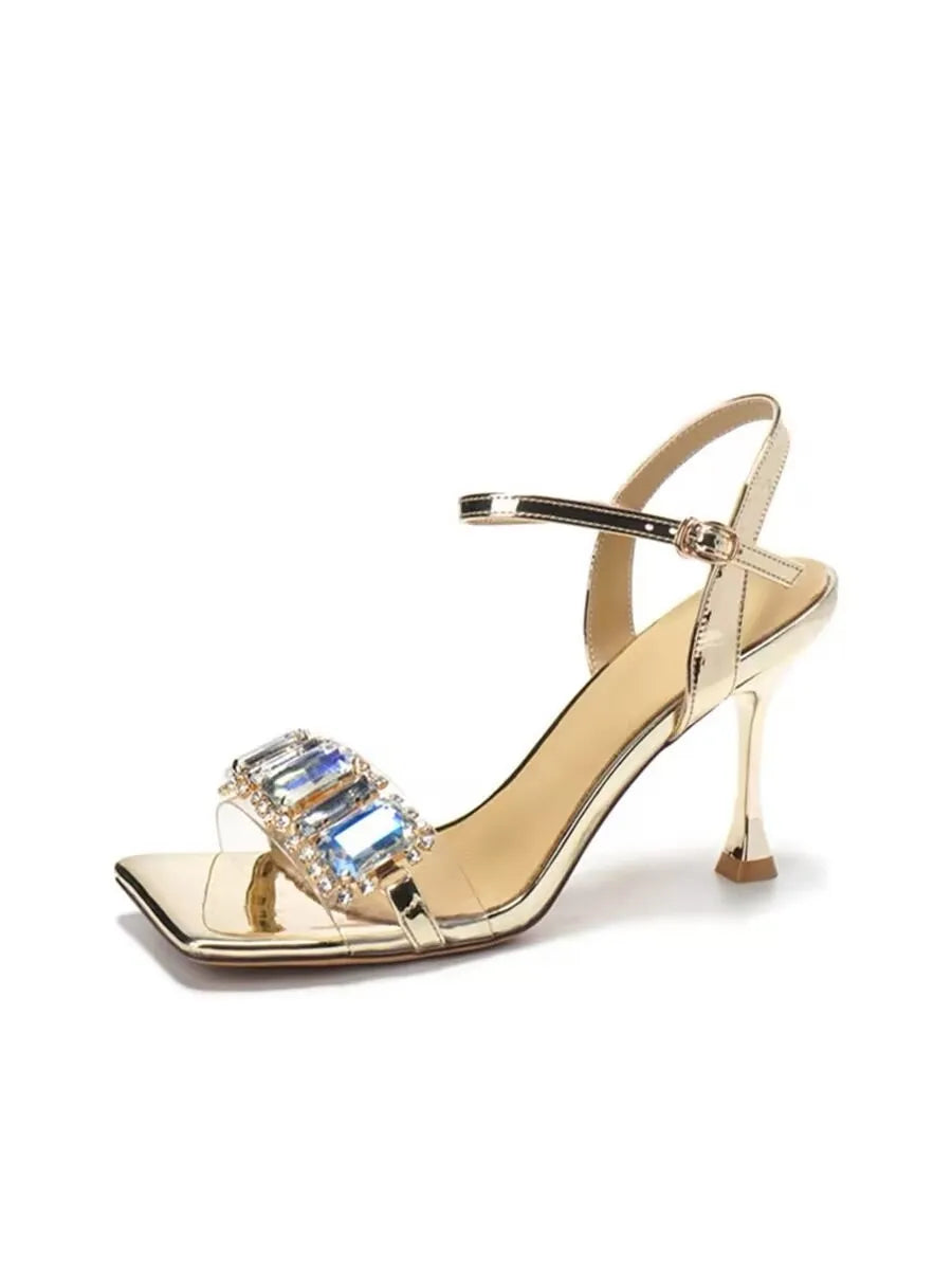 Silver Champagne Rhinestone Sandals