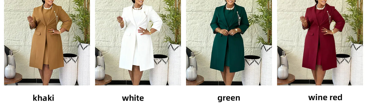 Slim Two-Piece Blazer Jacket and Mini Dress Set for Women