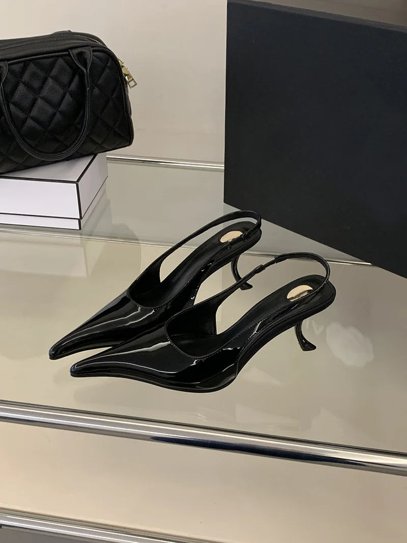 Wine Red Patent Leather Pointed Toe Stiletto Heels for Women