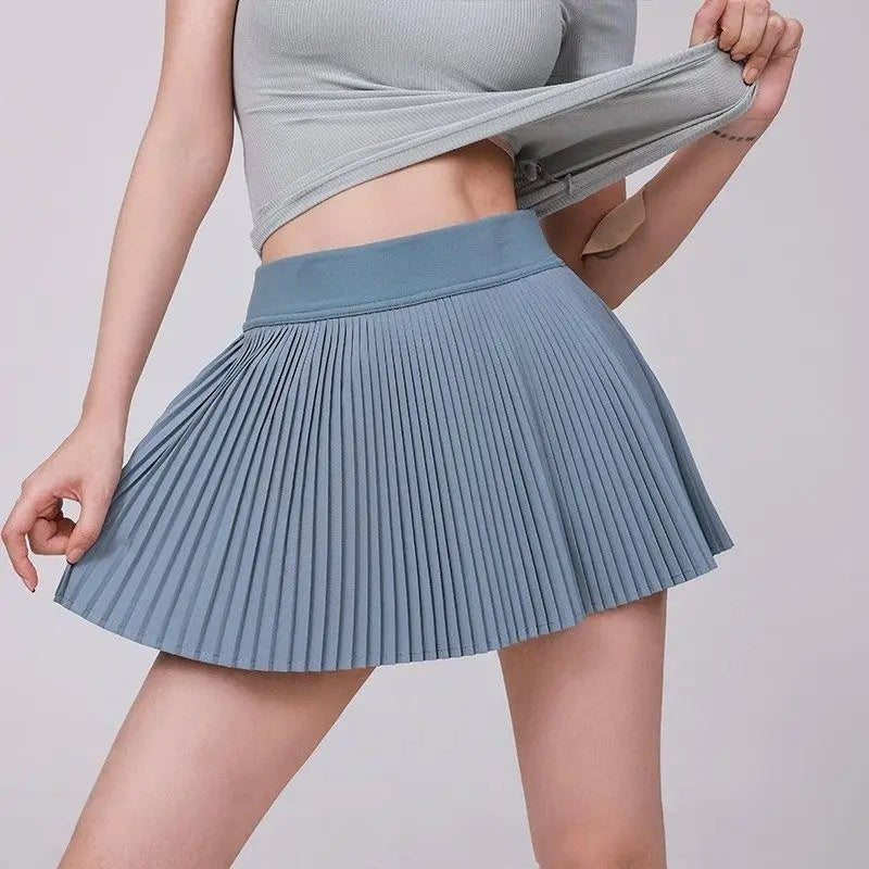 New Summer Running Shorts Built-in Side Pocket False 2 Pieces Tennis Mini Skirt Cooling Quick Dry Breathable Yoga Skirt Women