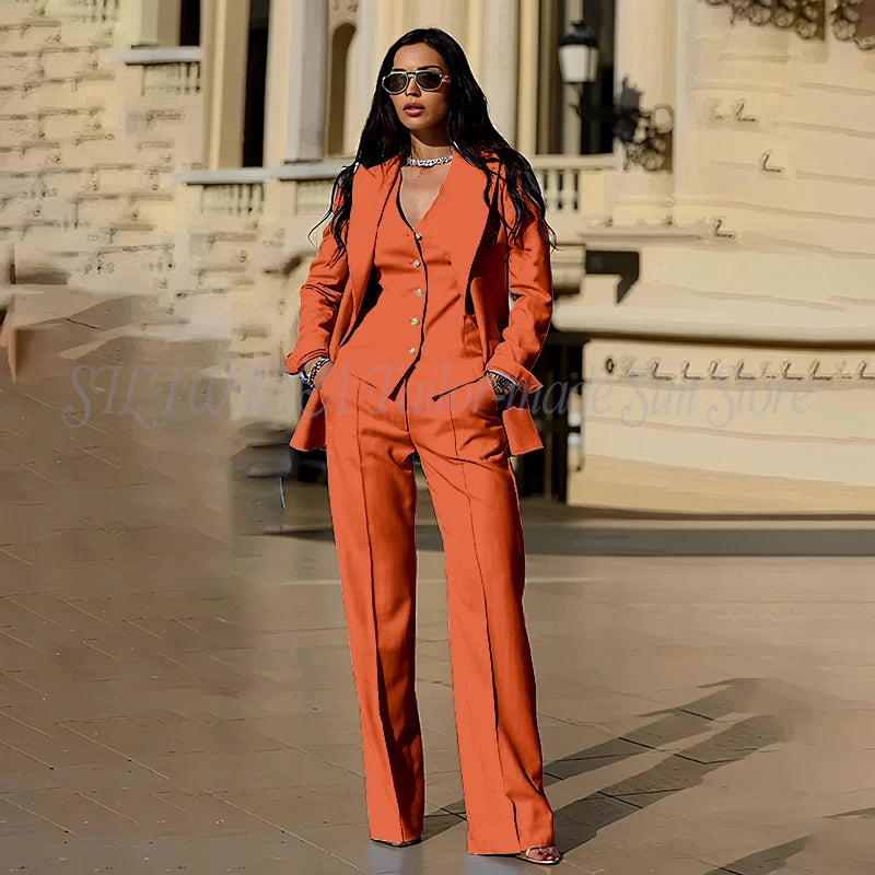 Sophisticated Slim Fit Three Piece Blazer Set For Women