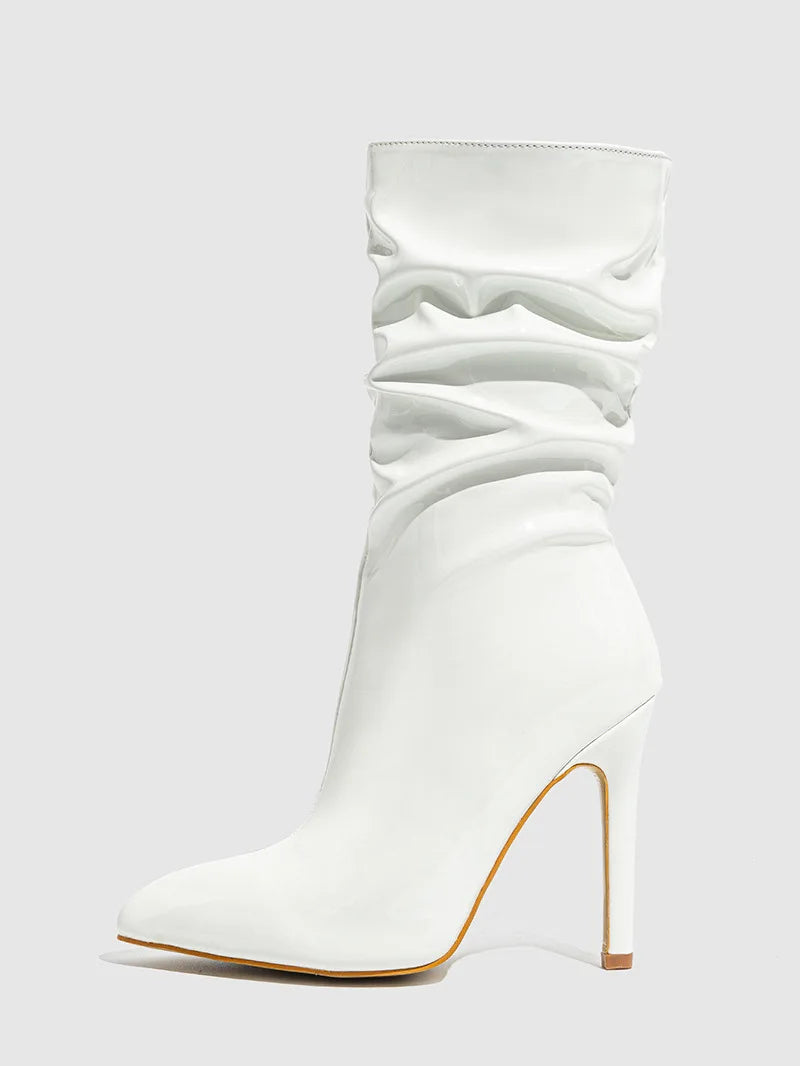 Pointed Toe Stiletto High Heel Mid-Calf Boots for Women