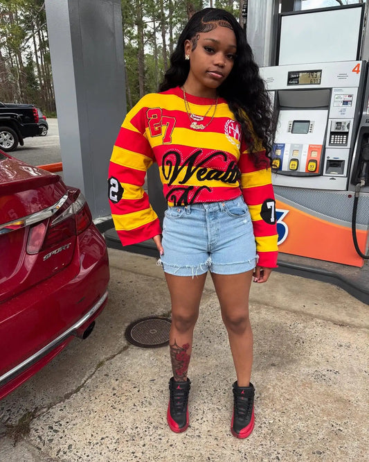 American Classic Letter Patchwork Stripe T Shrits Men Women Hip Hop Y2k Harajuku Street Long Sleeved TShirt Trend Oversized Tops