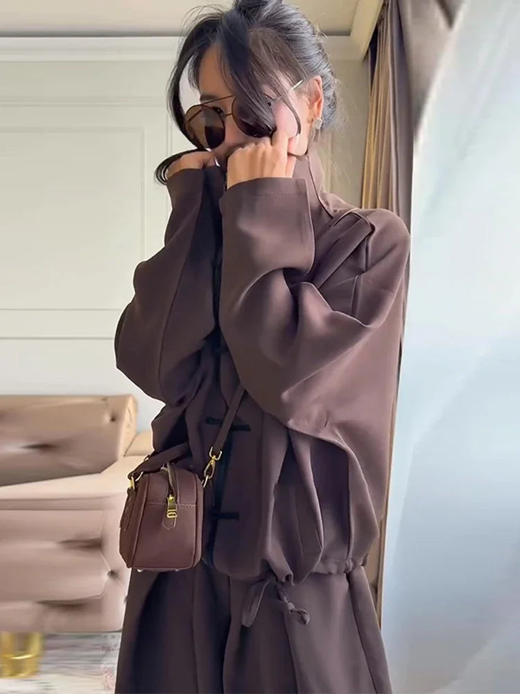 Loose Fit Casual Coat And Pant Set