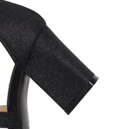 Square Heel Buckle Cross Strap Sandals