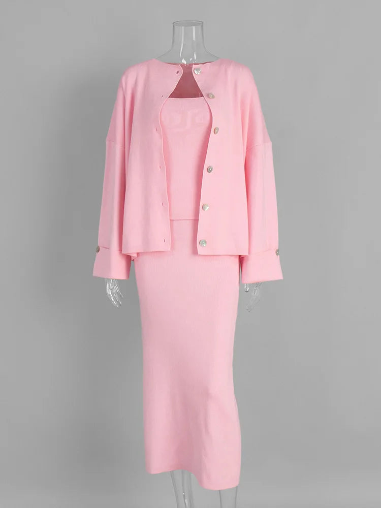 Three-Piece Knit Set Ensemble