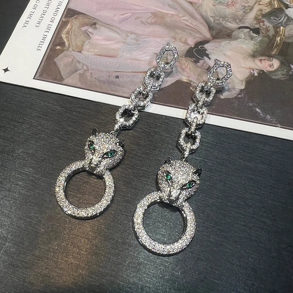 Leopard Zircon Earrings Necklace And Bracelet Set for Women