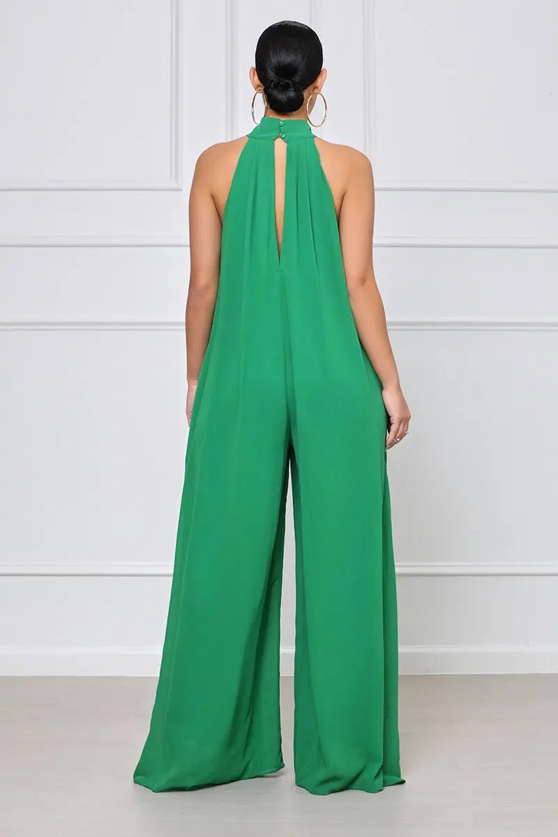 Loose Fit Solid Color Chiffon Ankle Length Jumpsuit for Women