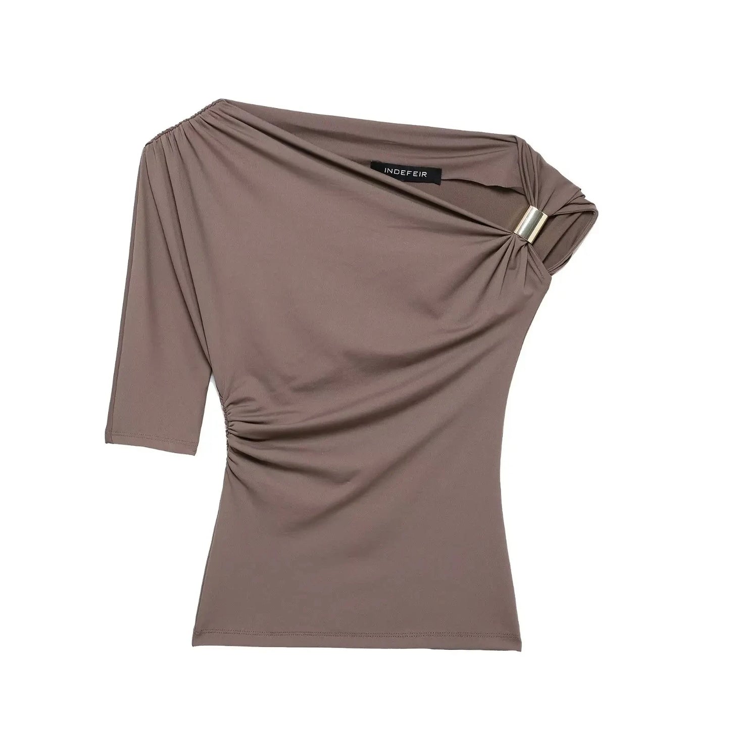 Chic Asymmetrical Wrinkled One-Shoulder Top for Women