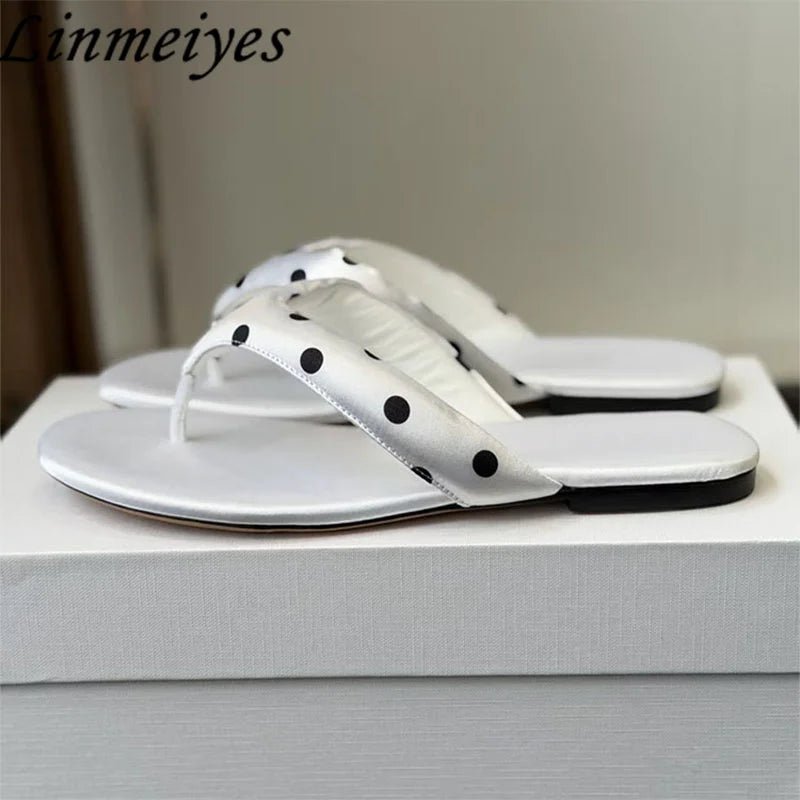 Comfortable Polka Dot Summer Flat Slippers for Women