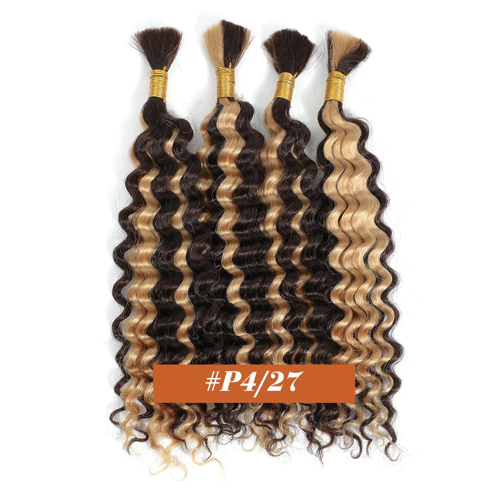 Human Braiding Hair Chocolate Brown 100g Deep Wave Bulk No Weft Human Hair Wigs Bundles for Curly Boho Braiding