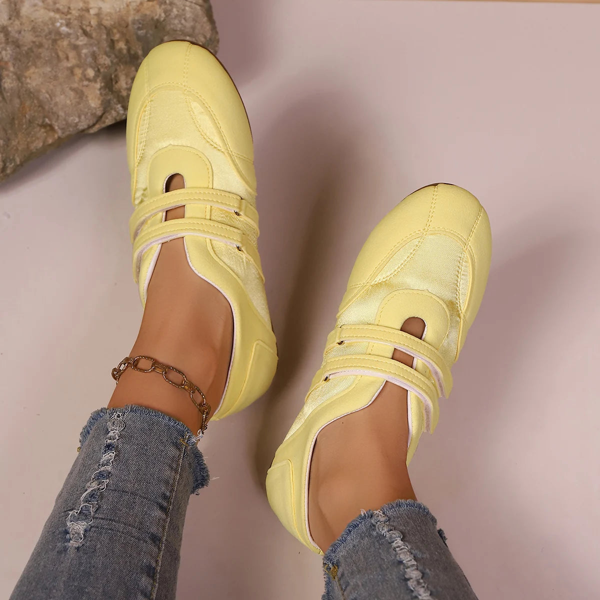 Cushioned Hook And Loop Casual Walking Sneakers For Women