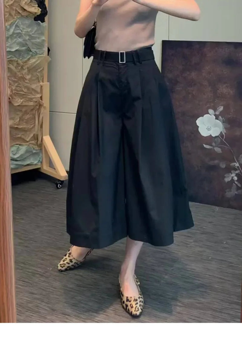High Waist Pleated Loose Flowy Skirt Pants for Women