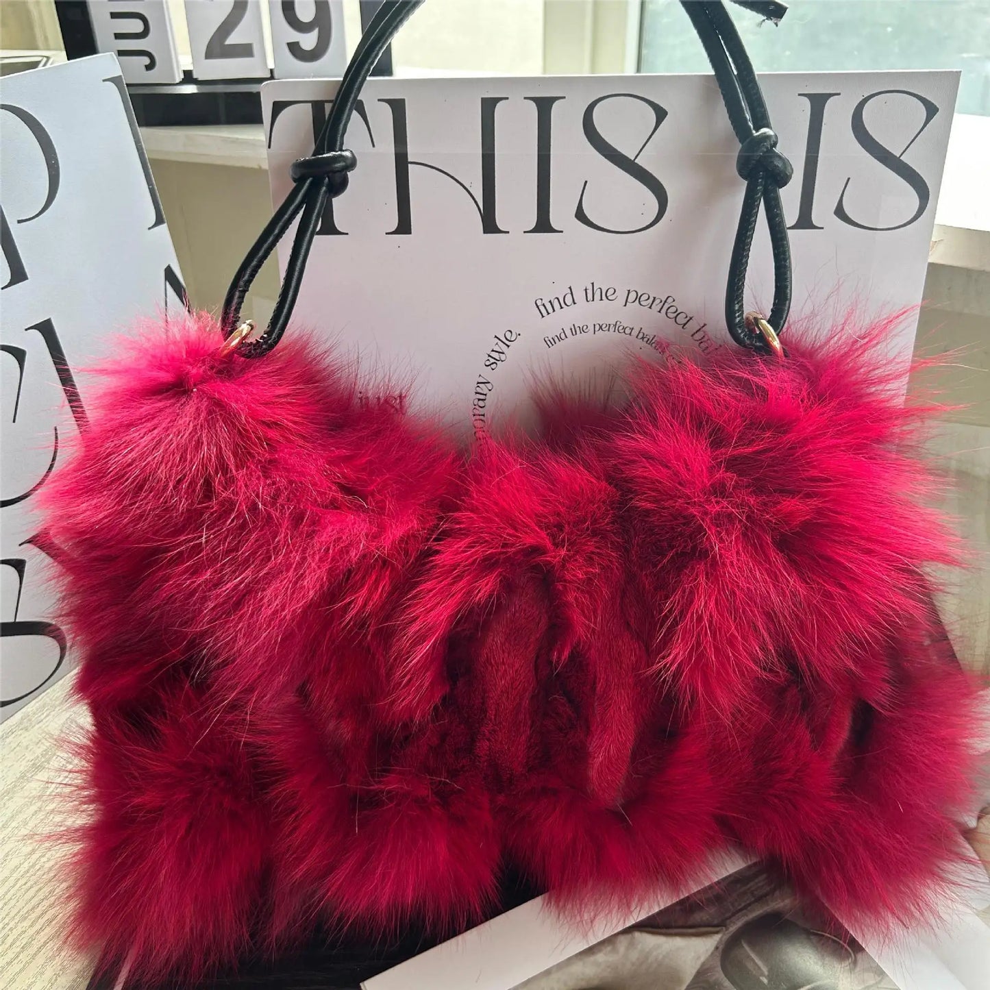 Elegant Luxurious Faux Fur Soft Shoulder Bag for Women
