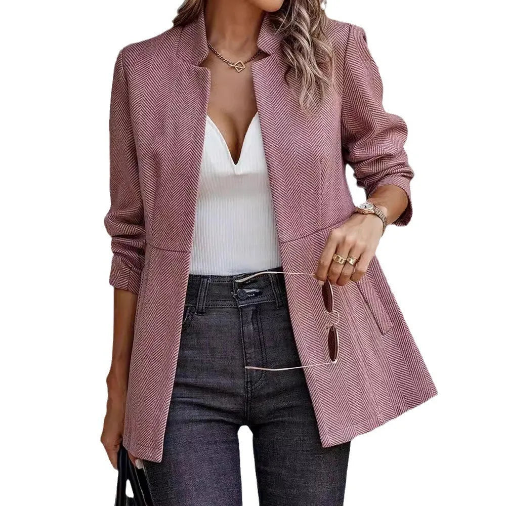 Chic French Style Long Sleeve Knit Blazer Jacket For Women