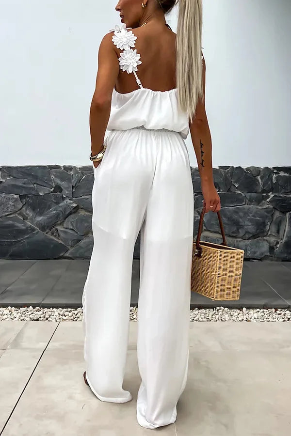 2024 Ladies Off Shoulder Sleeveless Jumpsuit Summer Women Casual Solid Rompers Streetwear Long Playsuits Overalls With Pockets