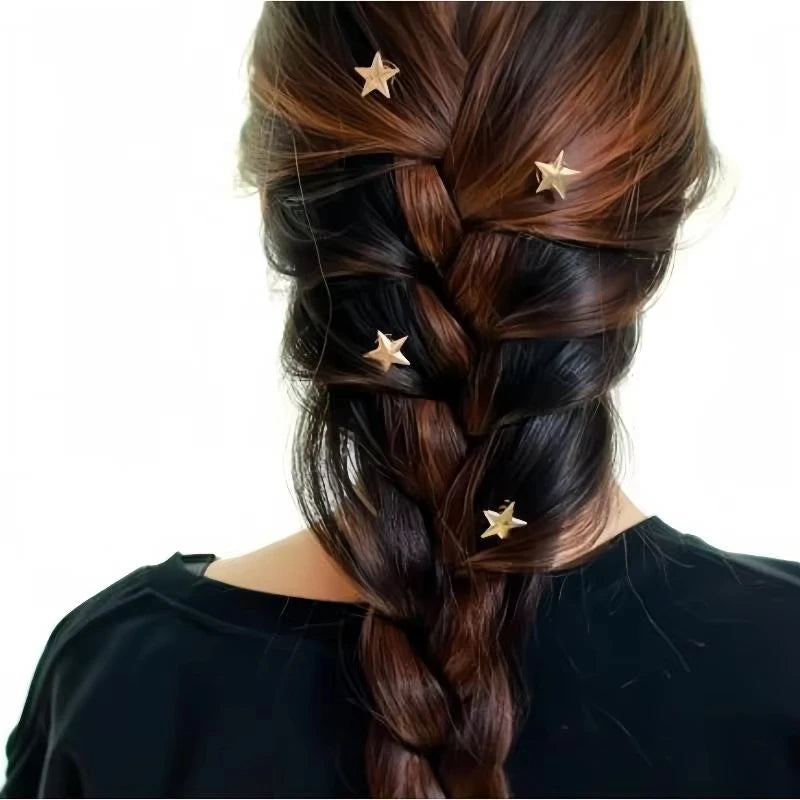 Textured Gold Star Hair Clips