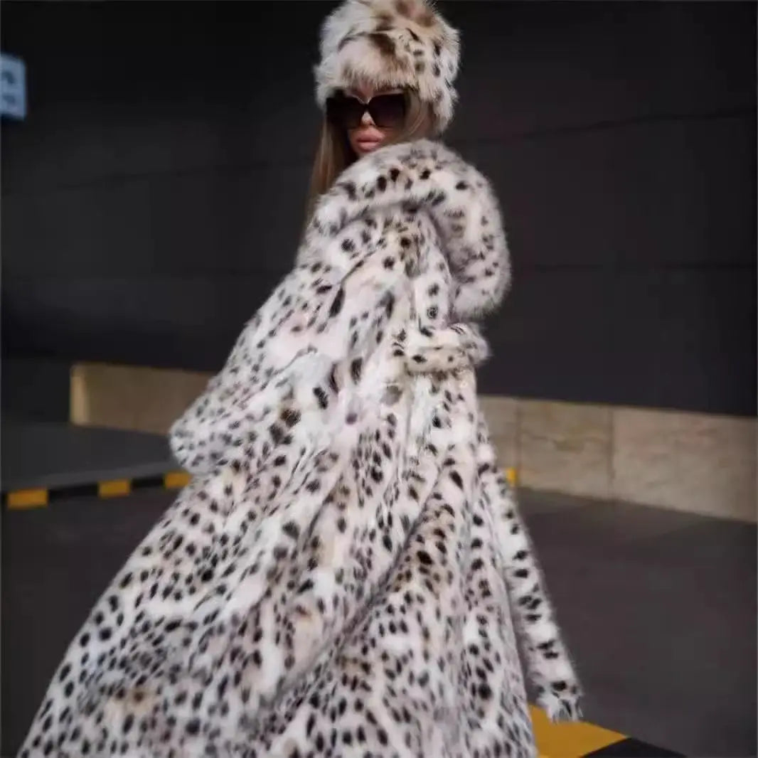 Faux Mink Fur Coats for Women,Hooded Jackets,Leopard Print Overcoat,Female Clothes,Thicken Warm,Luxury,Winter,New,2026