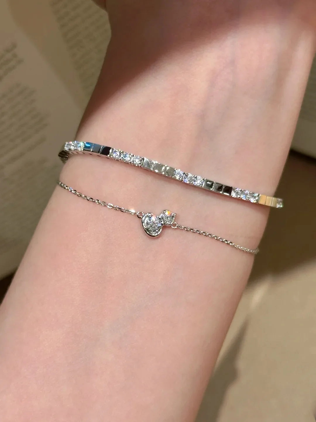 Geometric Cubic Zirconia Tennis Bracelet for Women