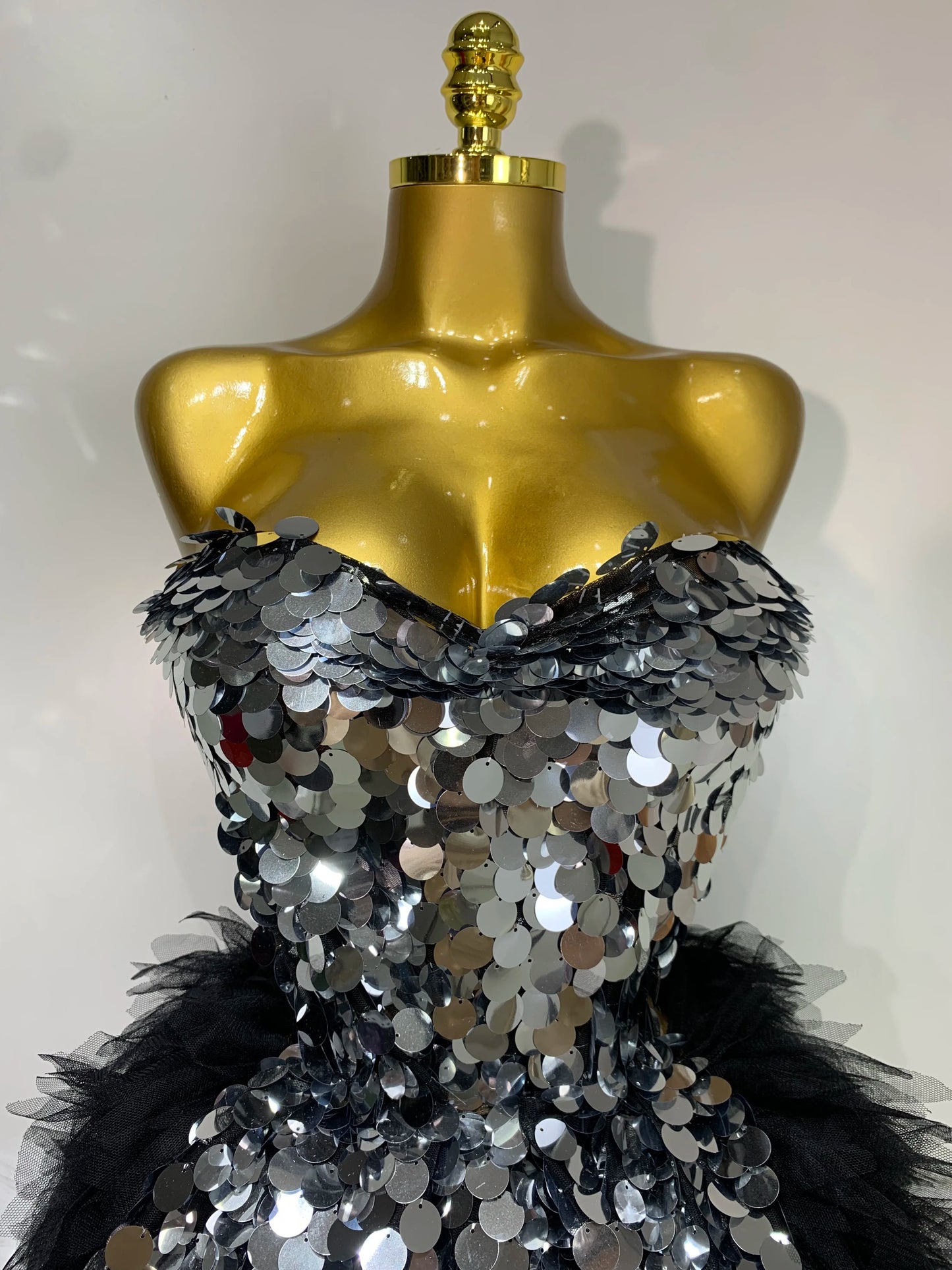 Sparkly Black Sequins Two Pieces Set for Women Party Evening Prom Celebrate Birthday Photo Shoot Dress Nightclub Dance Costume