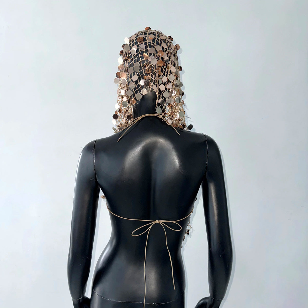 Backless Sequin Crop Tank Top and Hat Set for Women