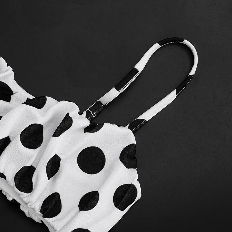 Polka Dot Spaghetti Strap Crop Top and Shorts Two Piece Set for Women