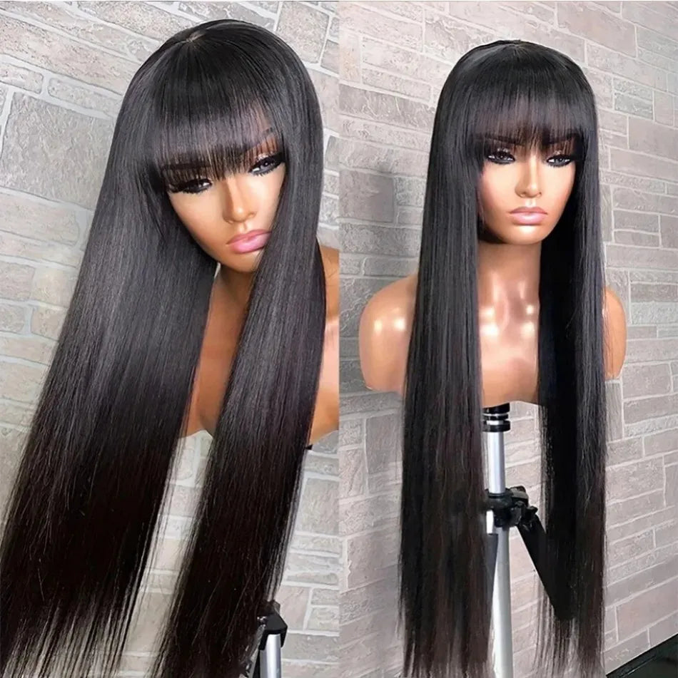 Bone Straight Middle Part Human Hair Lace Wig for Women