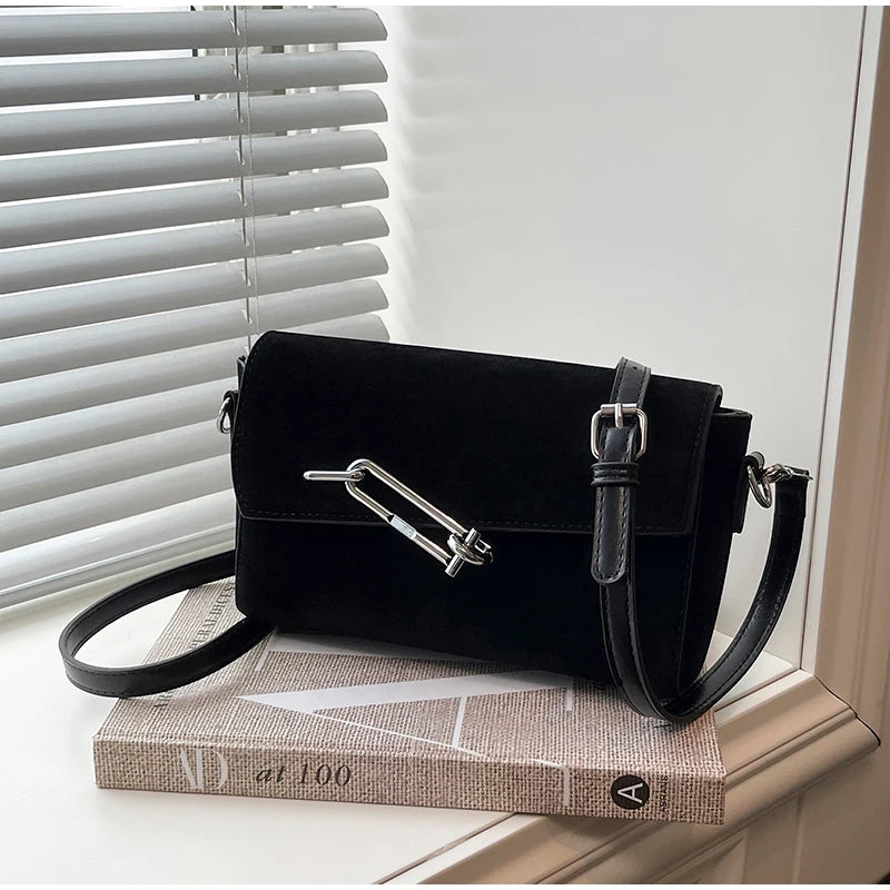 Retro Frosted New Shoulder Bag Women Autumn And Winter Suede High-end Fashion Women's Wallet Versatile Texture Small Square Bag