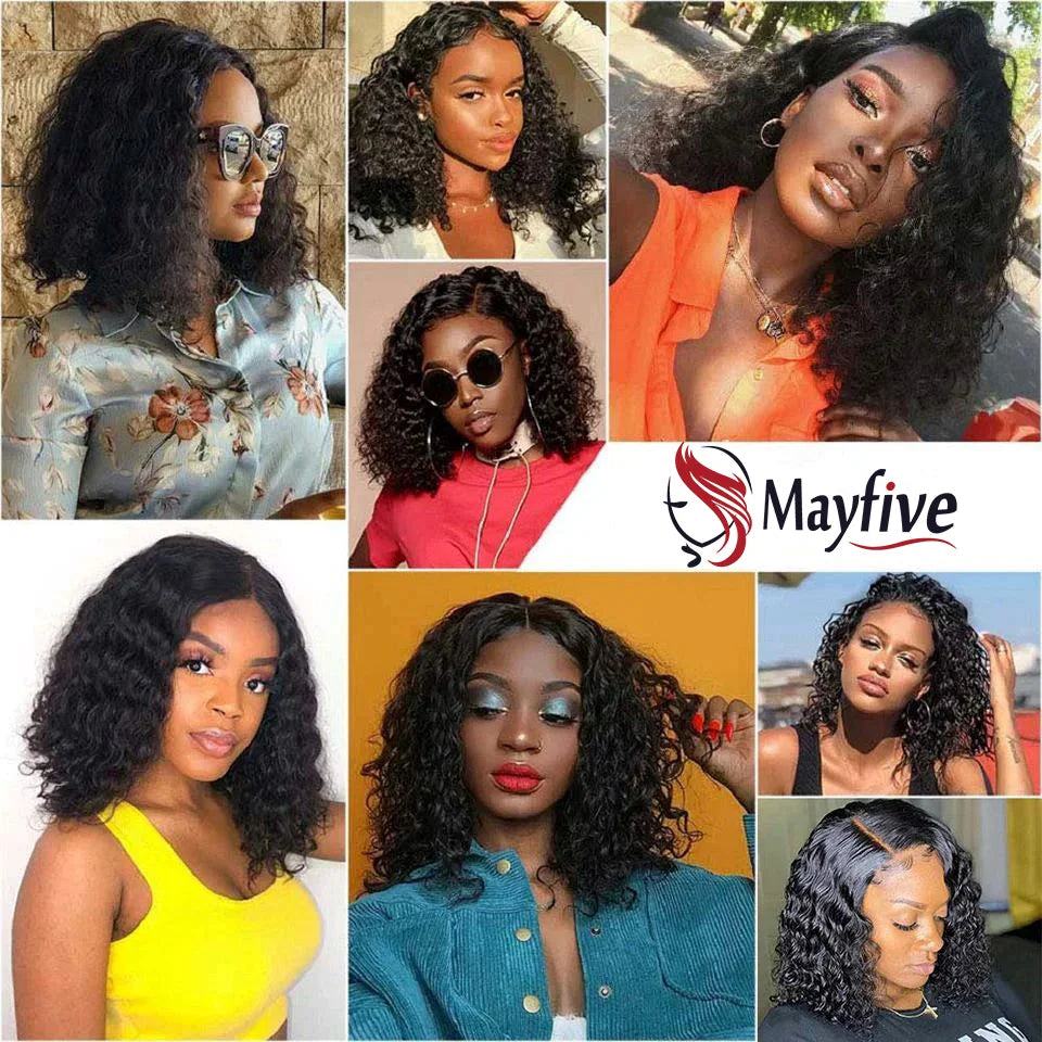 Deep Wave Bob Human Hair Lace Front Wig