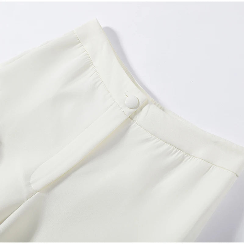 Tailored Lapel Jacket and Pleated Trousers Set for Women