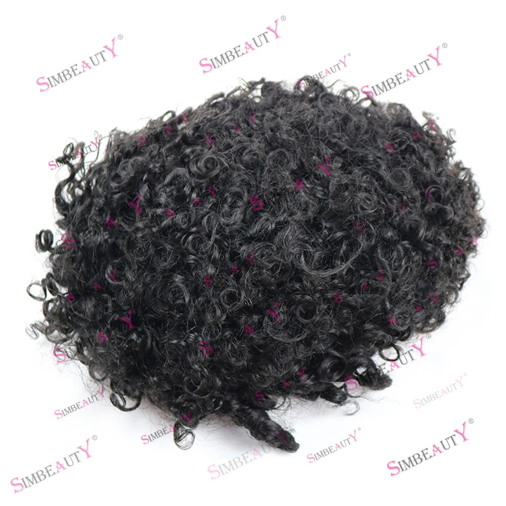 Kinky Curly Remy Human Hair Lace Toupee for Women