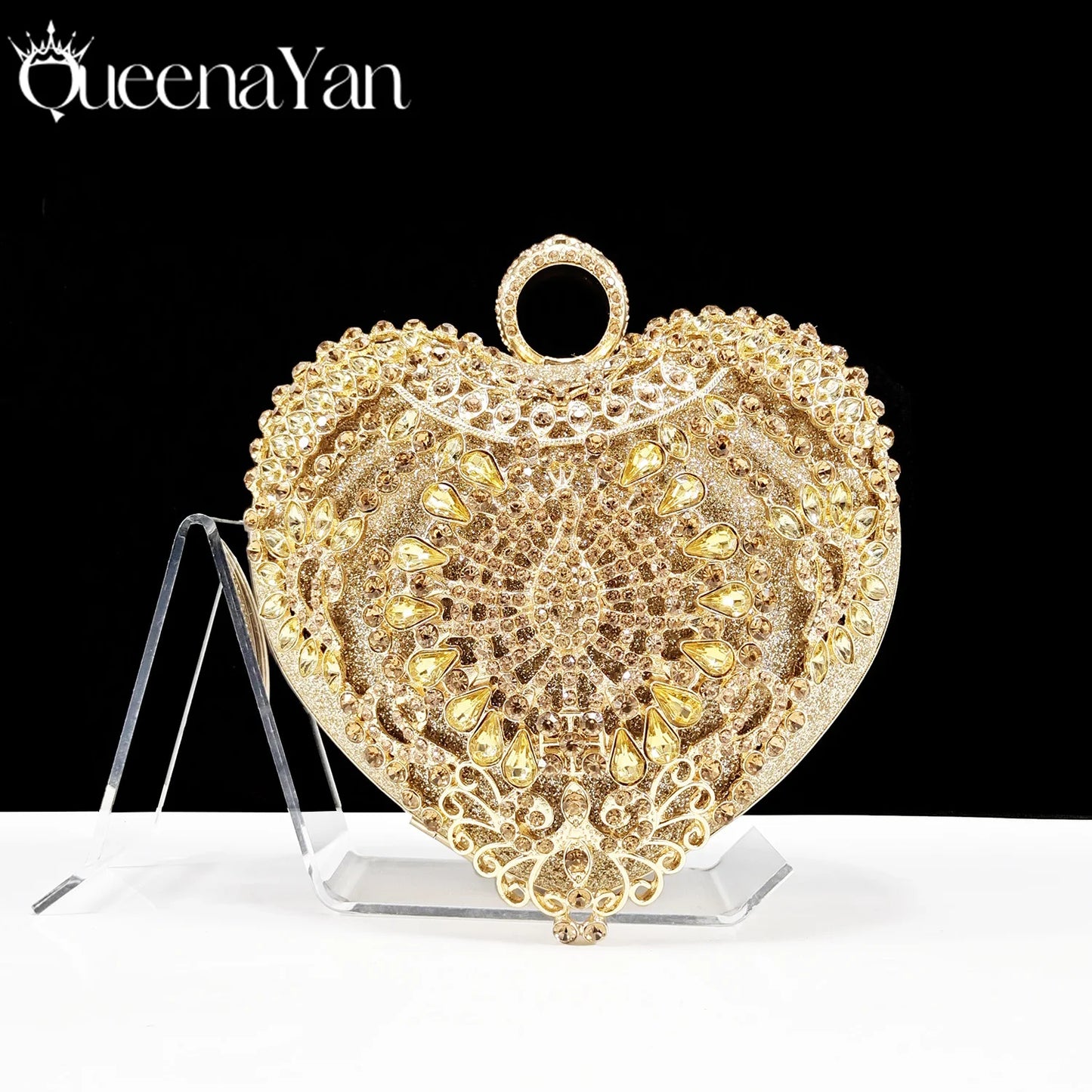 Italian Design Metal Rhinestone Decoration Ladies Evening Clutch Bag love Small Bag Chain Sky Blue Color Bag