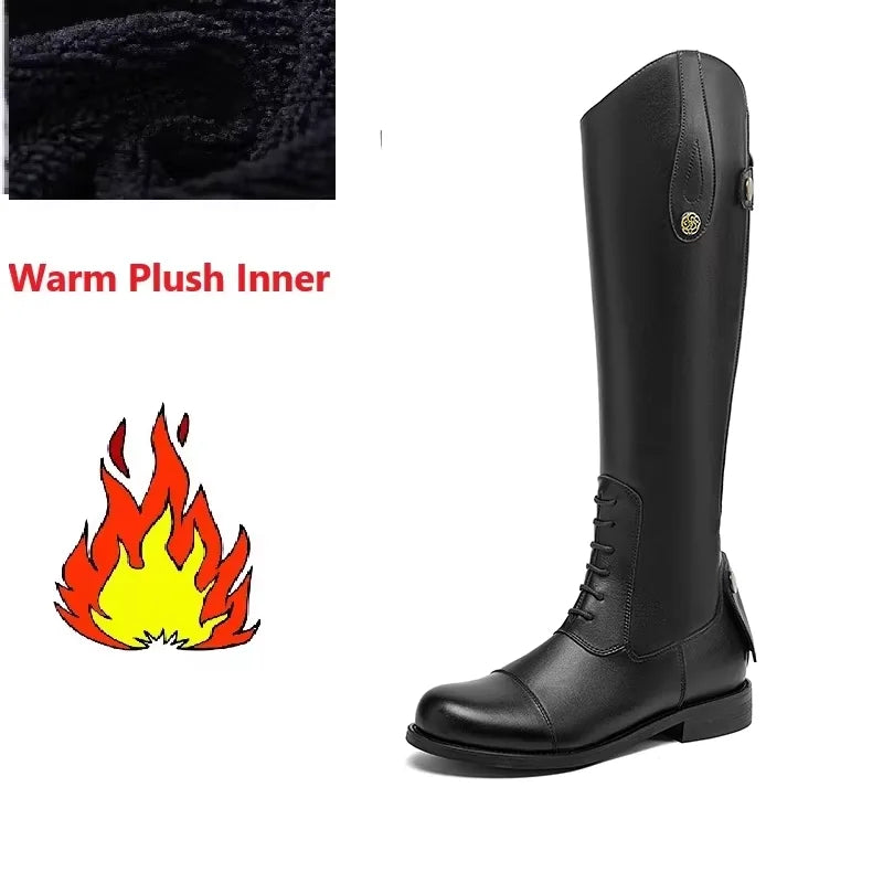 Knee-High Premium Leather Waterproof Non-Slip Riding Boots for Women