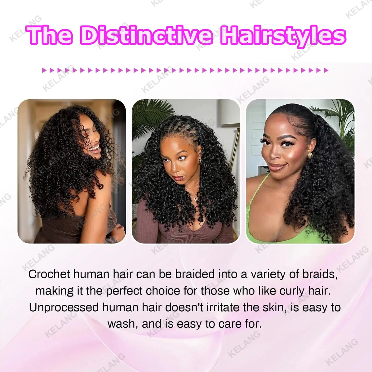 Kinky Straight Crochet Human Hair Extensions for Women