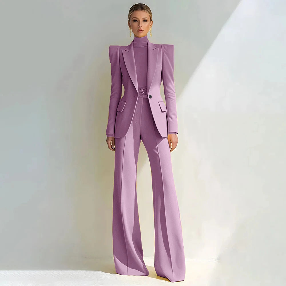 Stylish Double Breasted Two Piece Pantsuit for Women