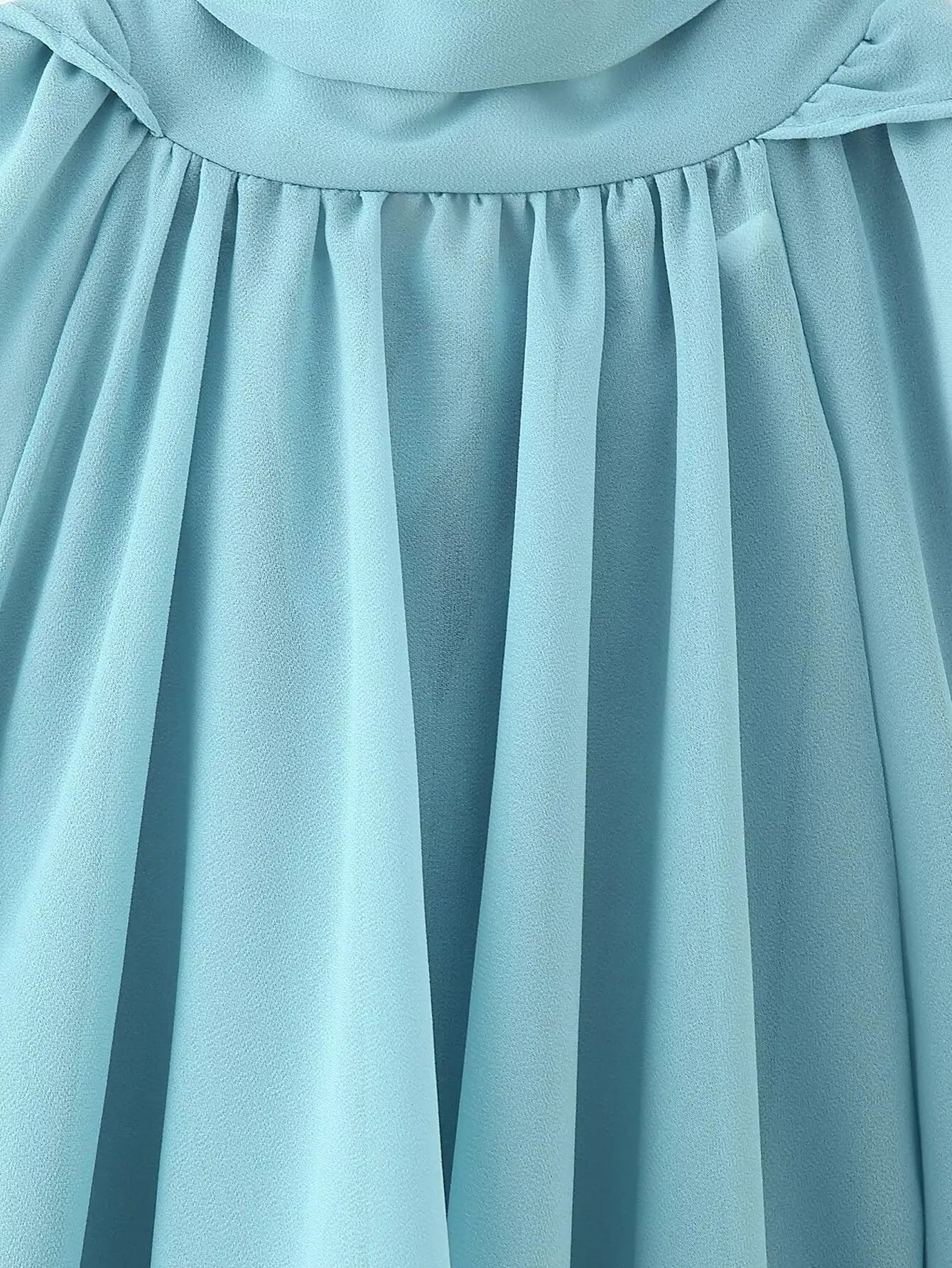 Vintage Chiffon Tiered Ruffle Sleeve Blouse with High Neck for Women