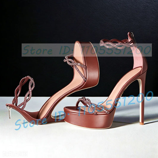 Glam Crystal Ankle Platform Sandals