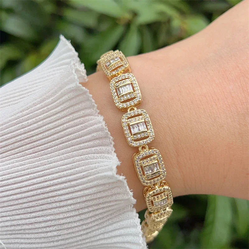 Gold Plated Zircon Chain Bracelet