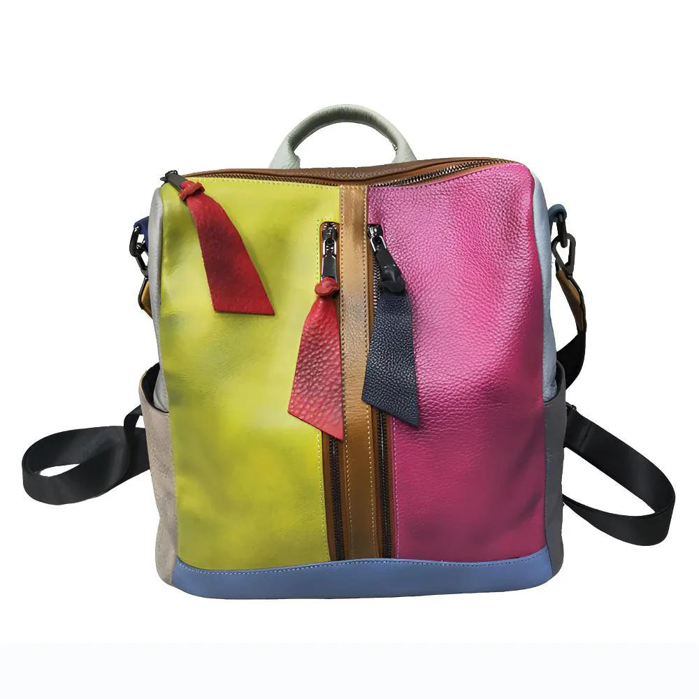 ABQP New Women's Backpack Luxury Brand Genuine Leather Handmade Color Women's Backpack Large Capacity Travel Leisure Backpack