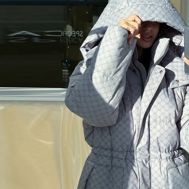 Winter Plaid Hooded Cotton-Padded Jacket for Women