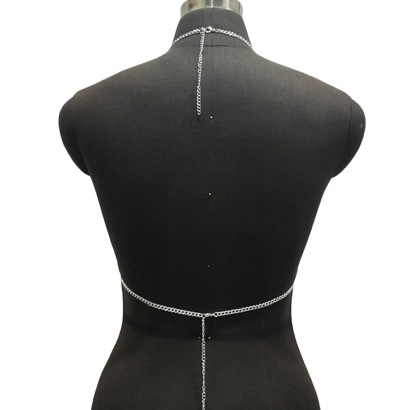 Backless Rainbow Crystal Beaded Body Chain For Women