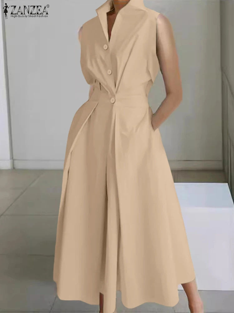 Collared Button Front Maxi Shirt Dress