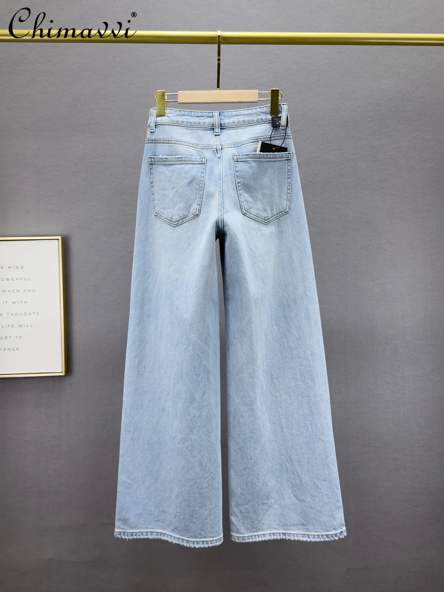 Heavy Hot Diamond Denim Loose Pants Women's 2026 Spring New Fashion High Waist Loose Slimming European Goods Long Mop Pants