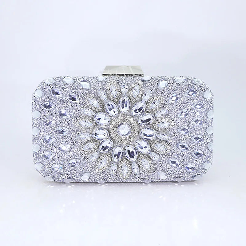 Rhinestone Sunflower Evening Clutch Handbag for Women