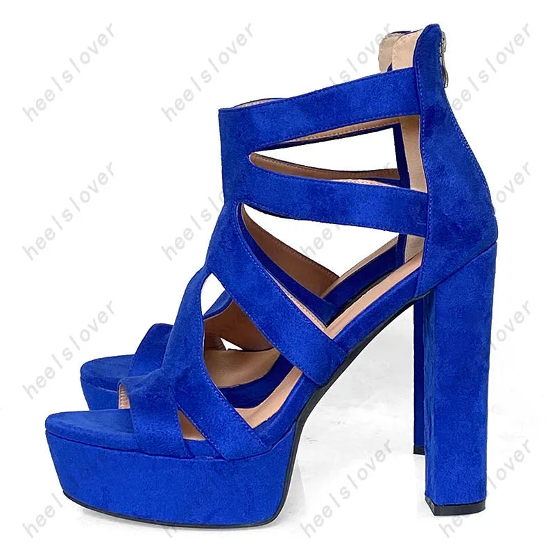 Open Toe Platform Sandals With Square Heel For Women